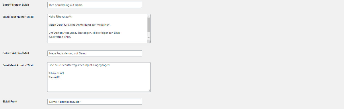 Registrierung – asVerein – Vereinsverwaltung für WordPress