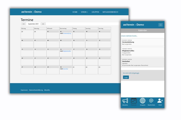 Kalender für Vereine - Beispielgrafik