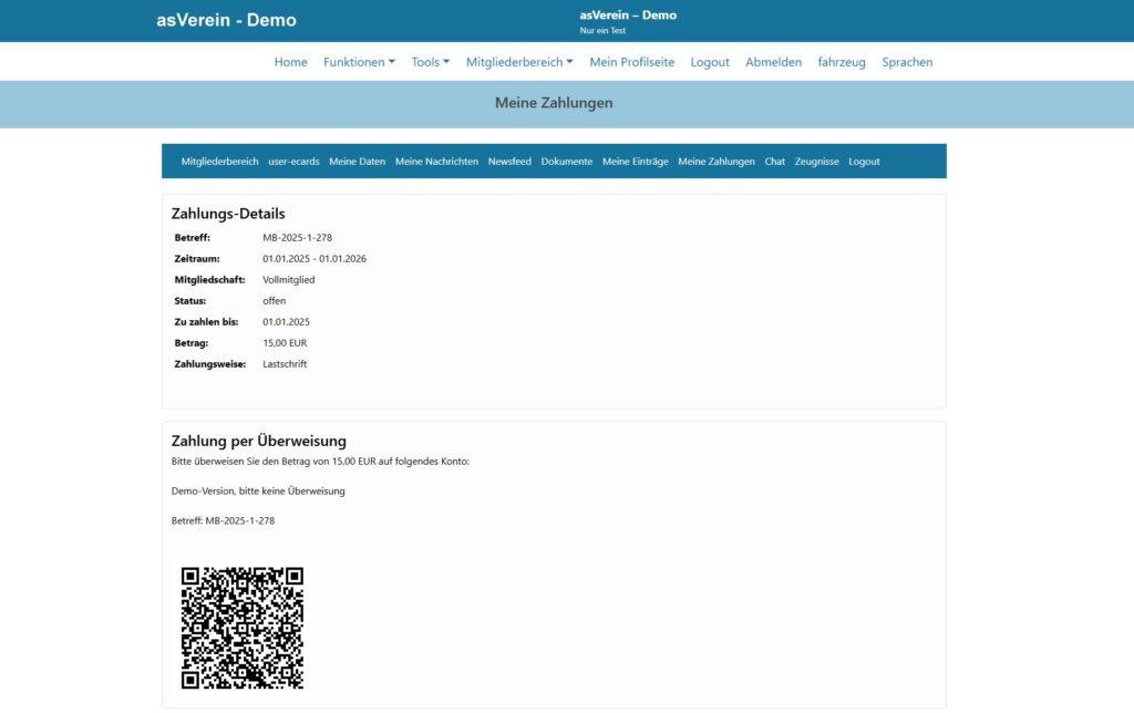 Mitgliedsbeitrag mit QR-Code bezahlen