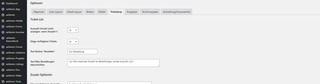 Ticketshop erstellen: Globale Einstellungen festlegen