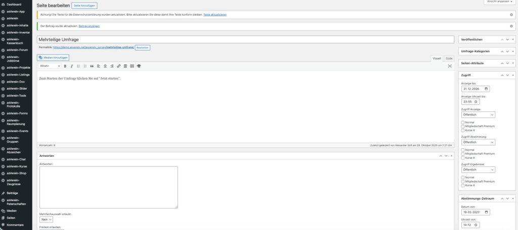 Umfrage erstellen mit WordPress