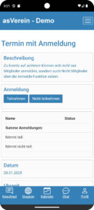 Vereinskalender in der VereinsApp